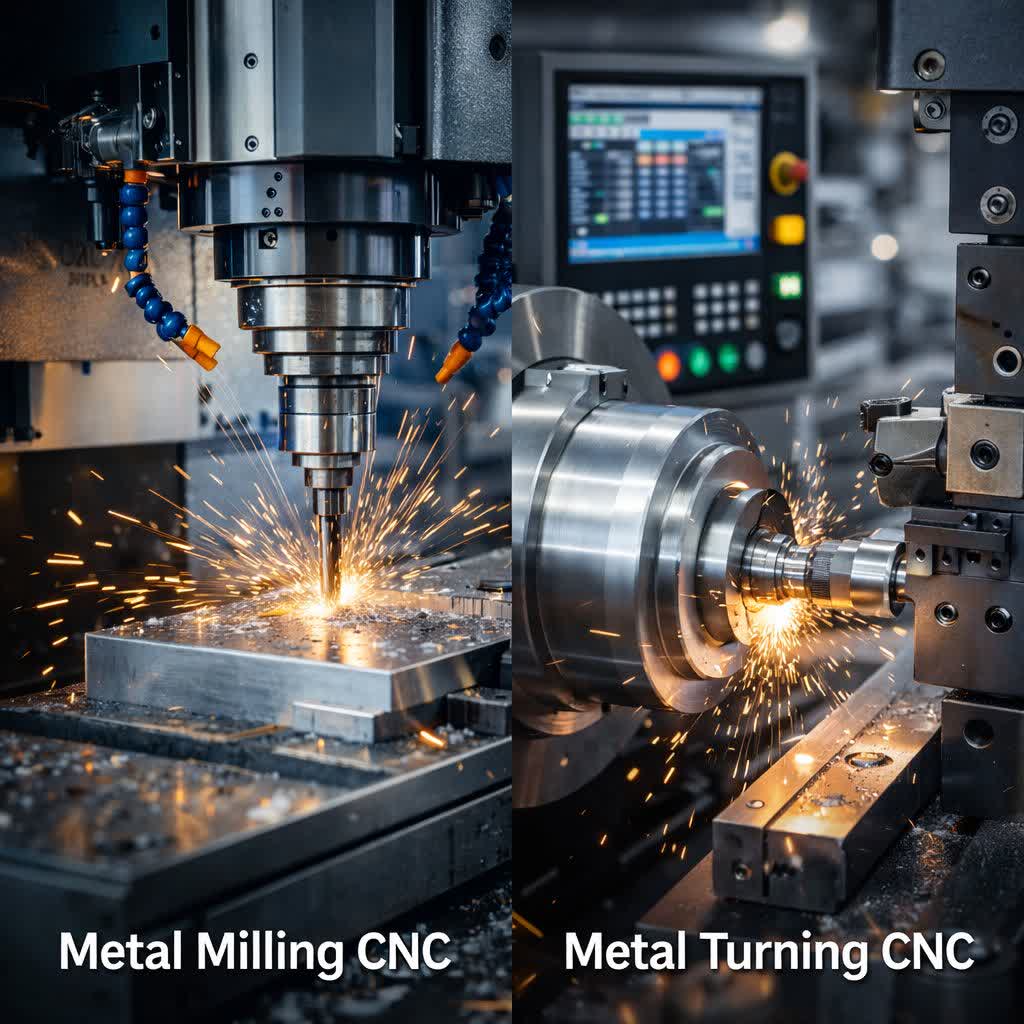 تفاوت CNC فرز فلز و CNC تراش فلز (مقایسه صنعتی کامل)